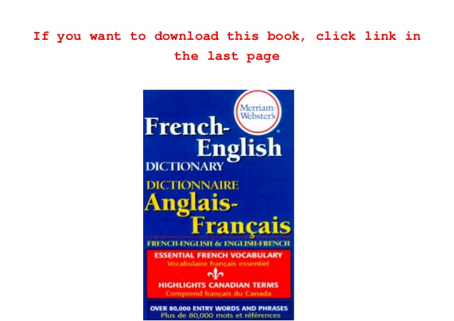 French to english dictionary pdf